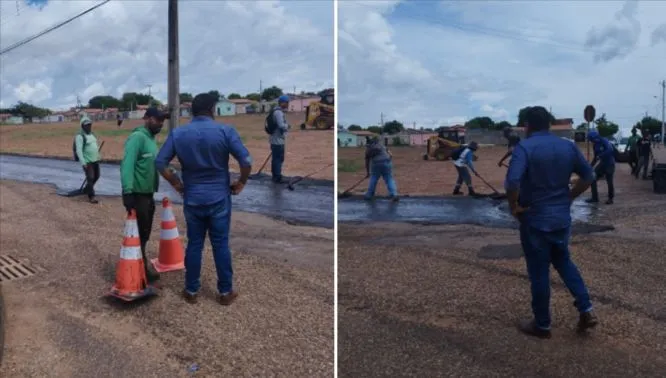 Requerimento atendido: Vereador SGT. Júnior Brasão acompanha serviço de recapeamento das ruas do Bairro Aureny III em Palmas