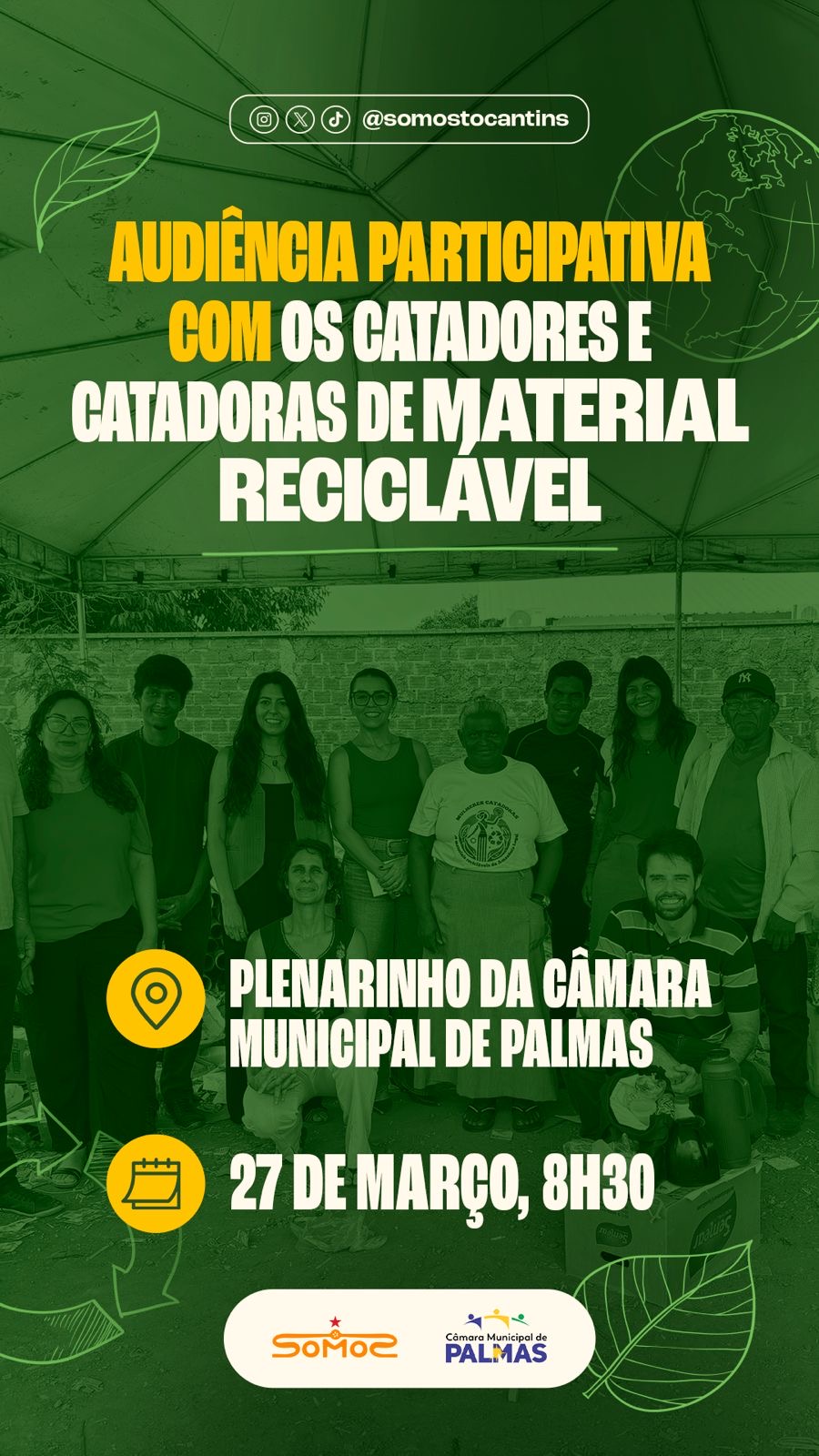 Coletivo SOMOS promove audiência participativa com catadores em Palmas para fortalecer diálogo e valorização da categoria