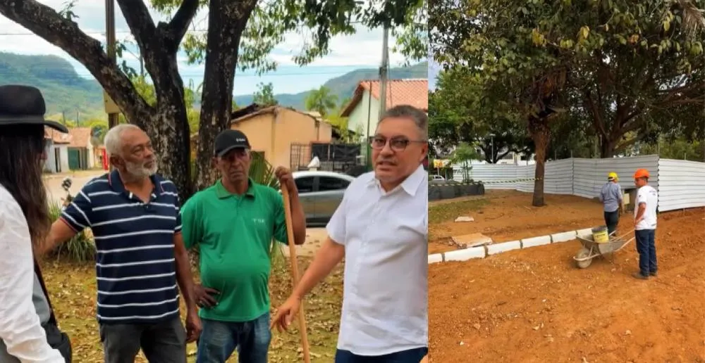 Marilon Barbosa acompanha as obras de revitalização da Praça Joaquim Lopes Maracaípe em Taquaruçu